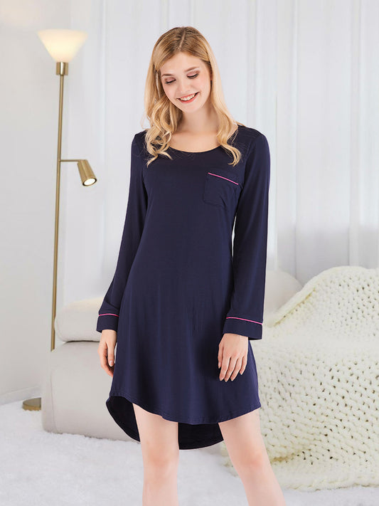 Round Neck Night Dress with Pocket nicholesgifts