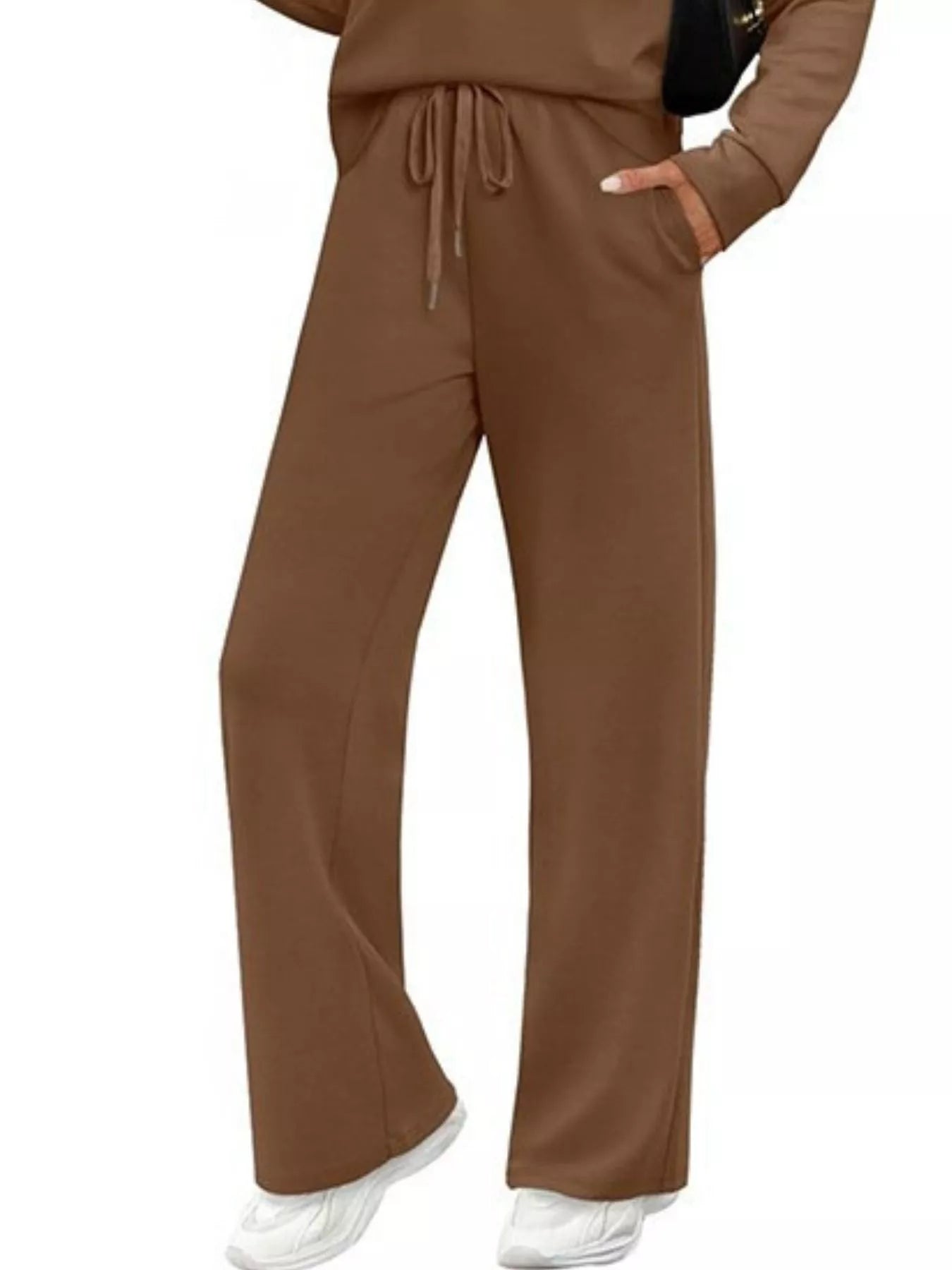 Full Size Long Sleeve Round Neck Top and Pants Set Plus Size nicholesgifts