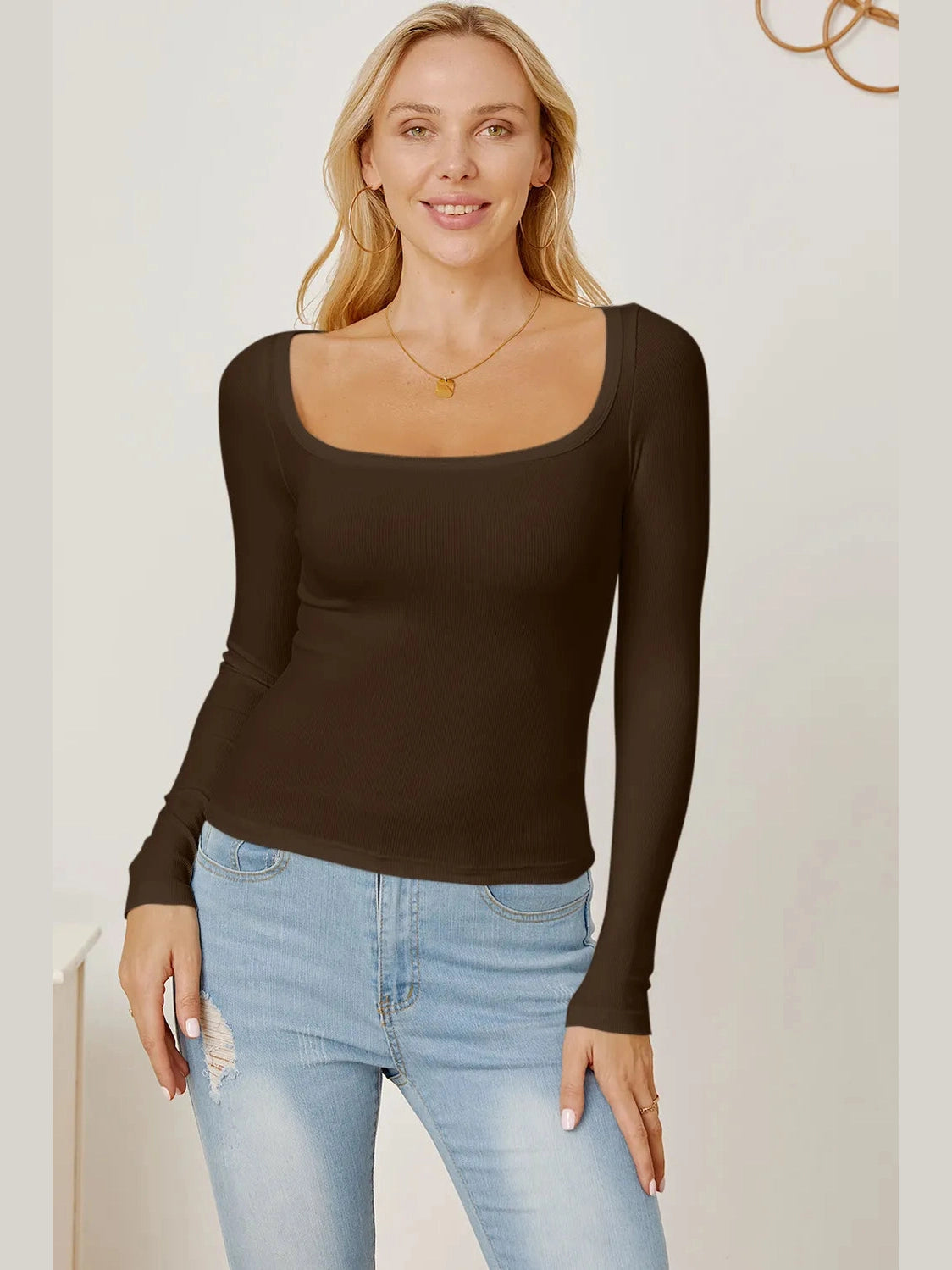 Square Neck Long Sleeve T-Shirt NicholesGifts
