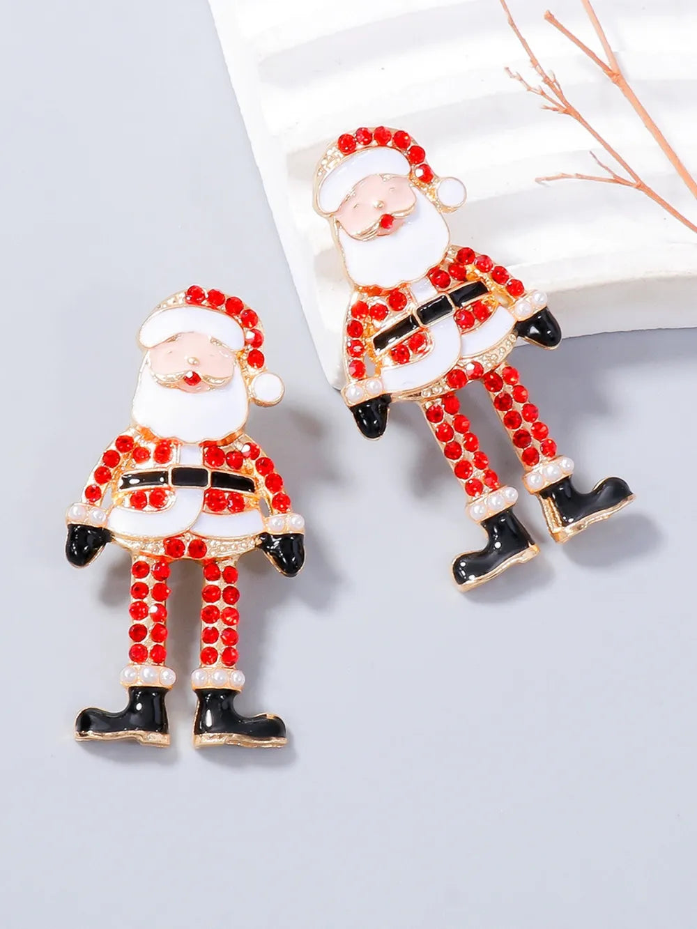 Alloy Rhinestone Santa Earrings Trendsi