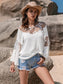 Lace Round Neck Long Sleeve Blouse nicholesgifts