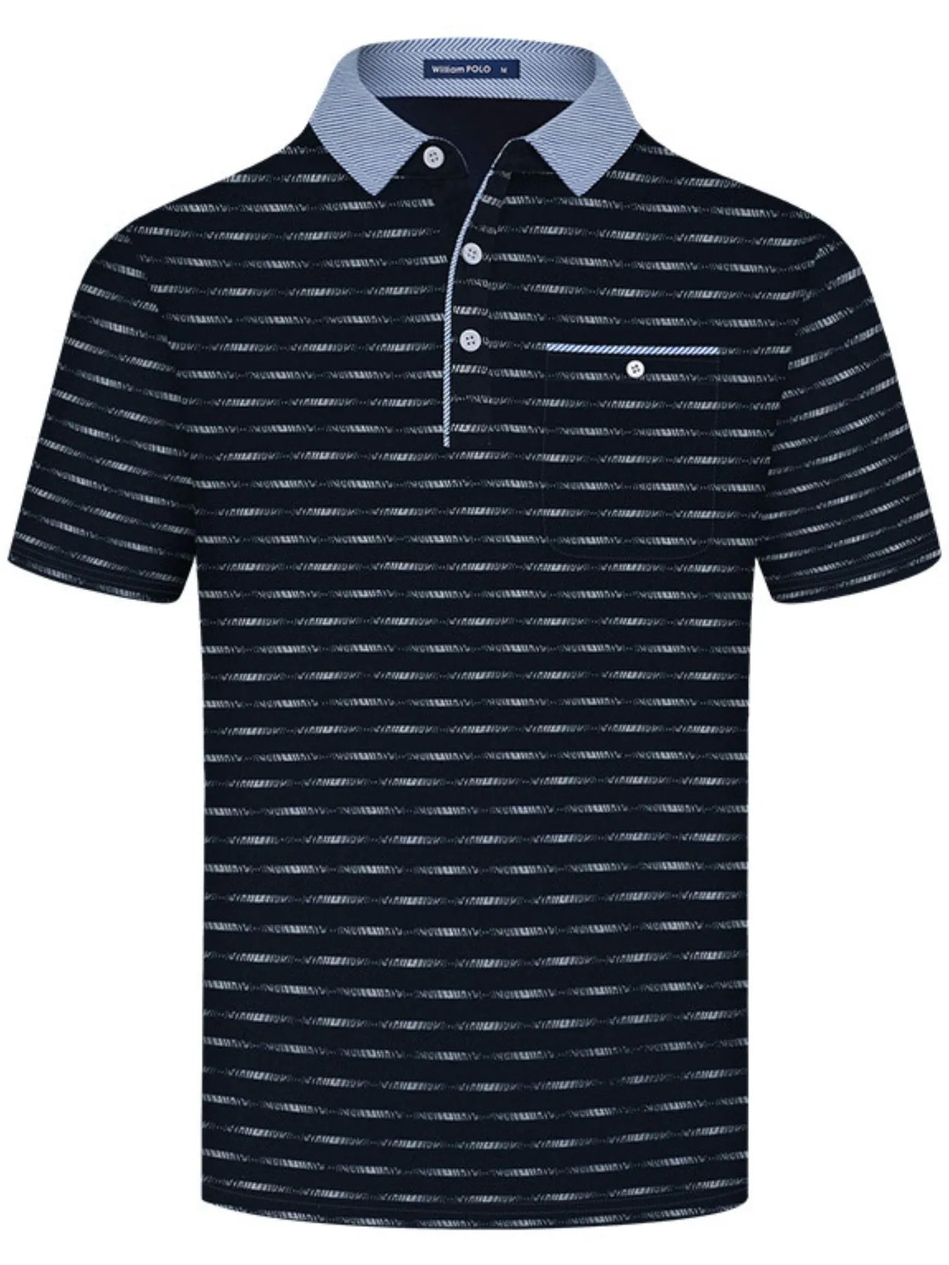 Men's Plus Size Classic Striped Polo Shirt with Contrast Collar NicholesGifts