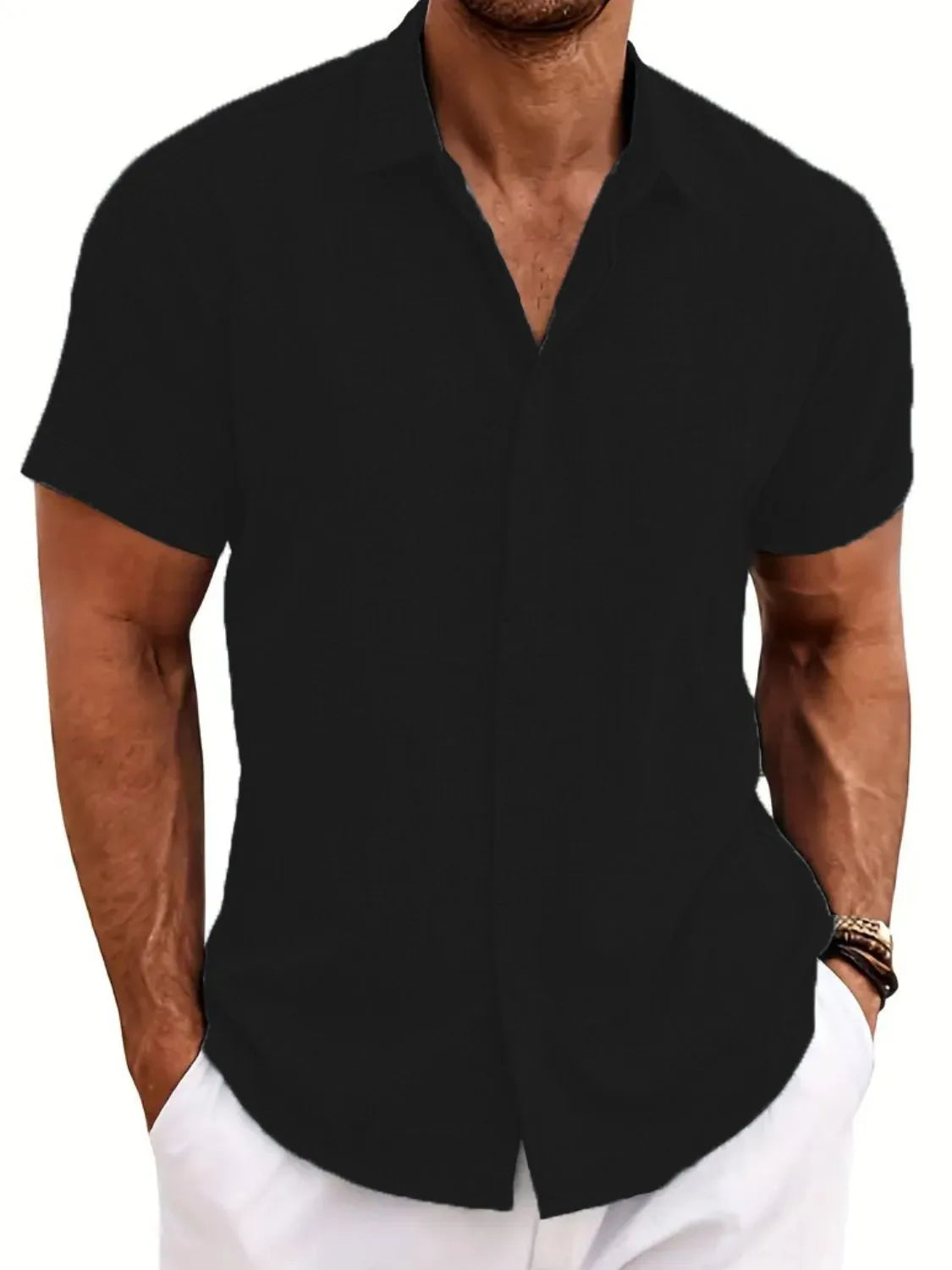 Men's Full Size Collared Neck Short Sleeve Shirt Plus Size NicholesGifts