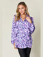 Double Take Full Size Printed Ruffle Trim Balloon Sleeve Shirt nicholesgifts