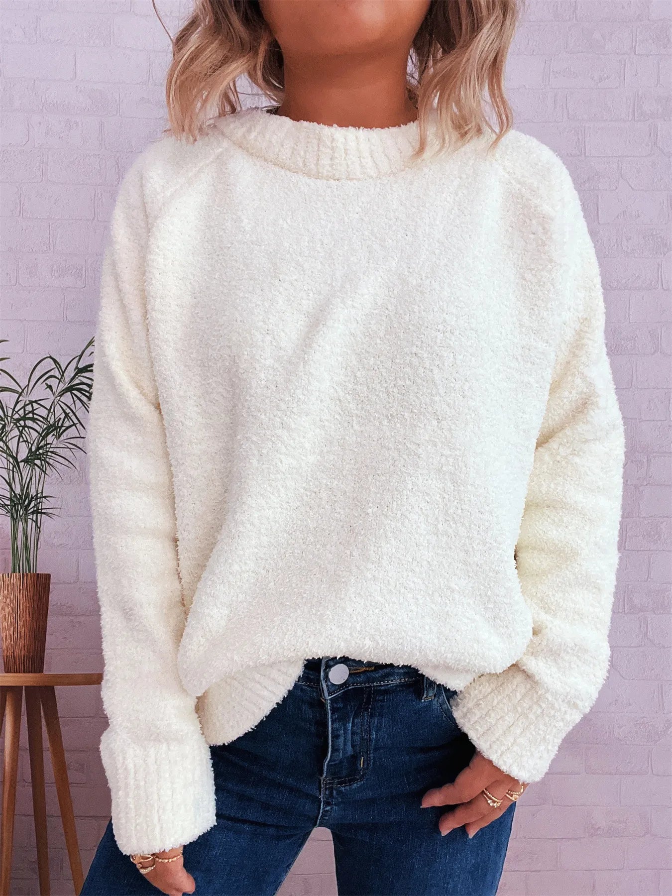 Round Neck Raglan Sleeve Sweater