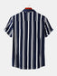 Men's Plus Size Striped Short Sleeve Button-Down Shirt nicholesgifts