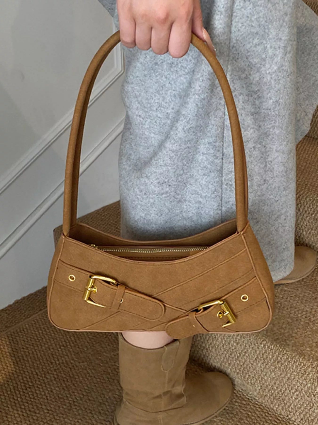 Buckle Decor Shoulder Bag nicholesgifts