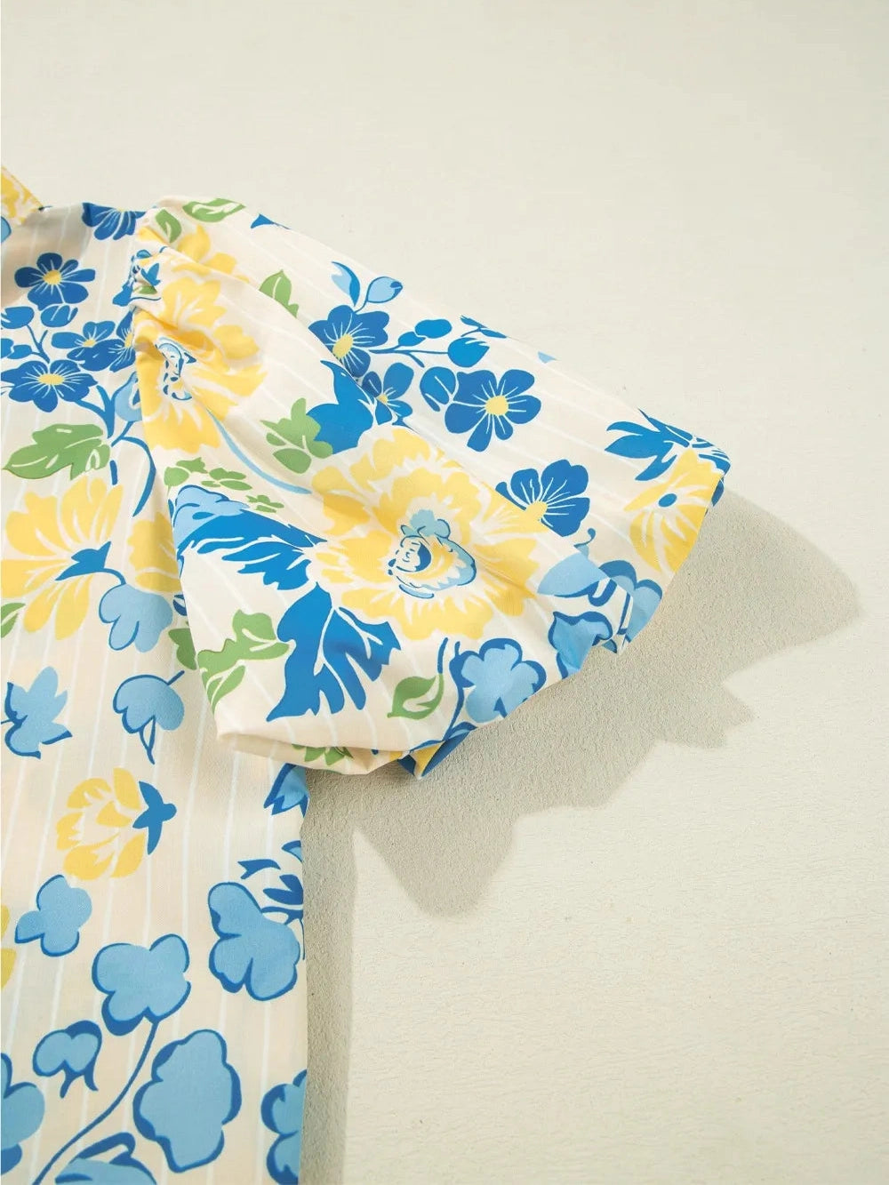 Printed Puff Sleeve Button Down Summer Shirt nicholesgifts
