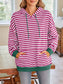 Lovelet Drawstring Striped Long Sleeve Hoodie Trendsi