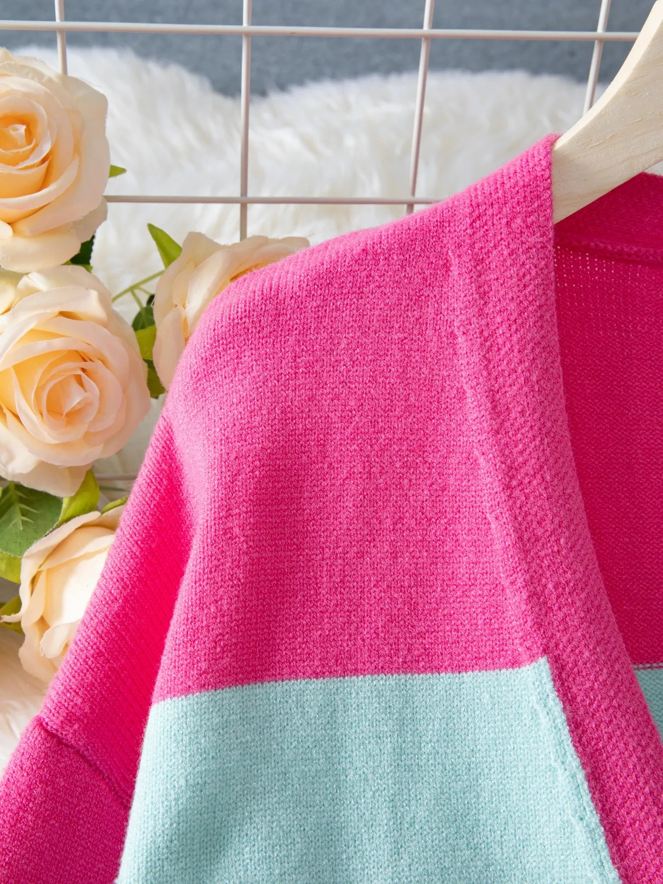 Color Block Open Front Cardigan