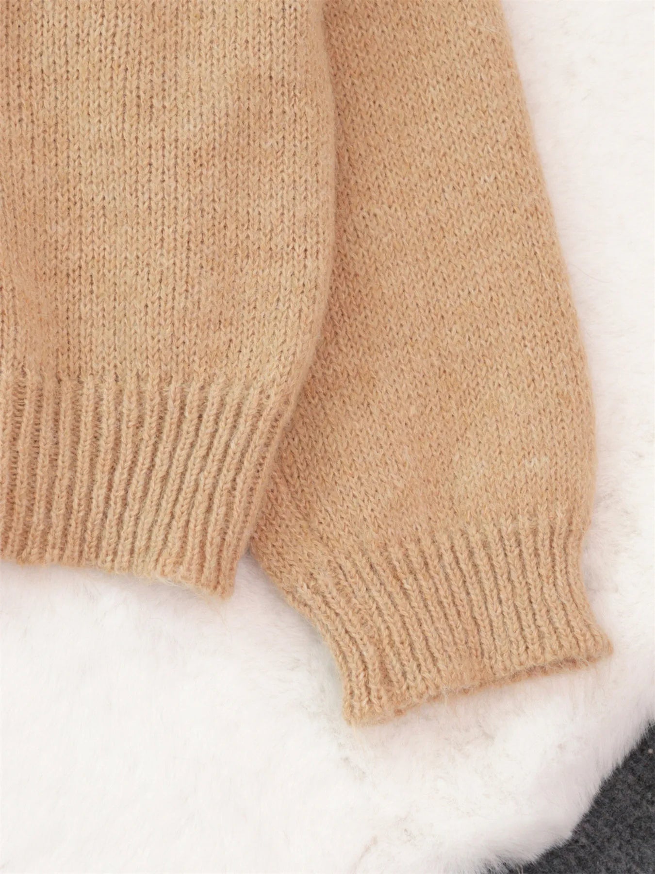 Sequined Diamond Pattern Oversized Sweater Trendsi