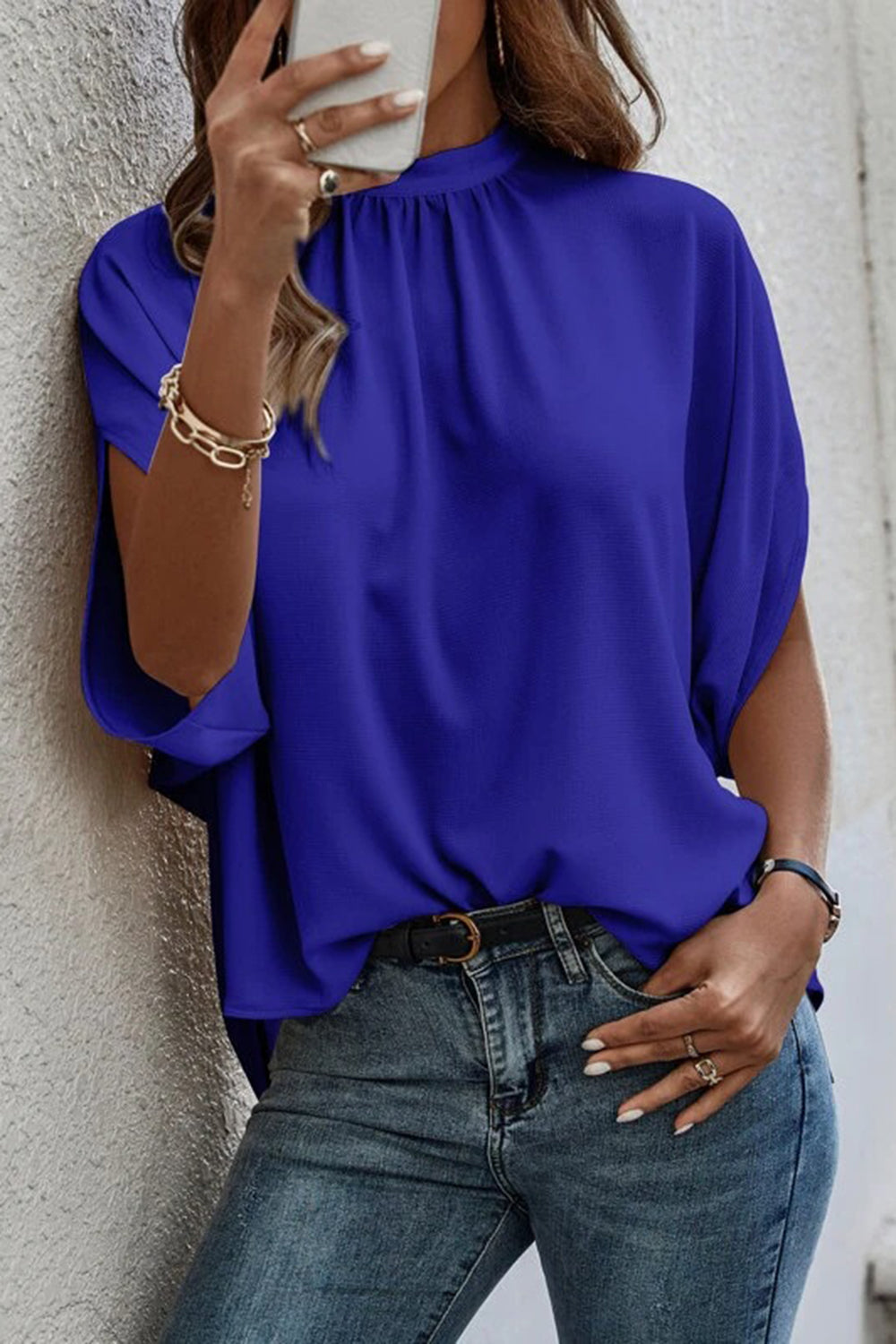 Tie Back Slit Half Sleeve Blouse nicholesgifts