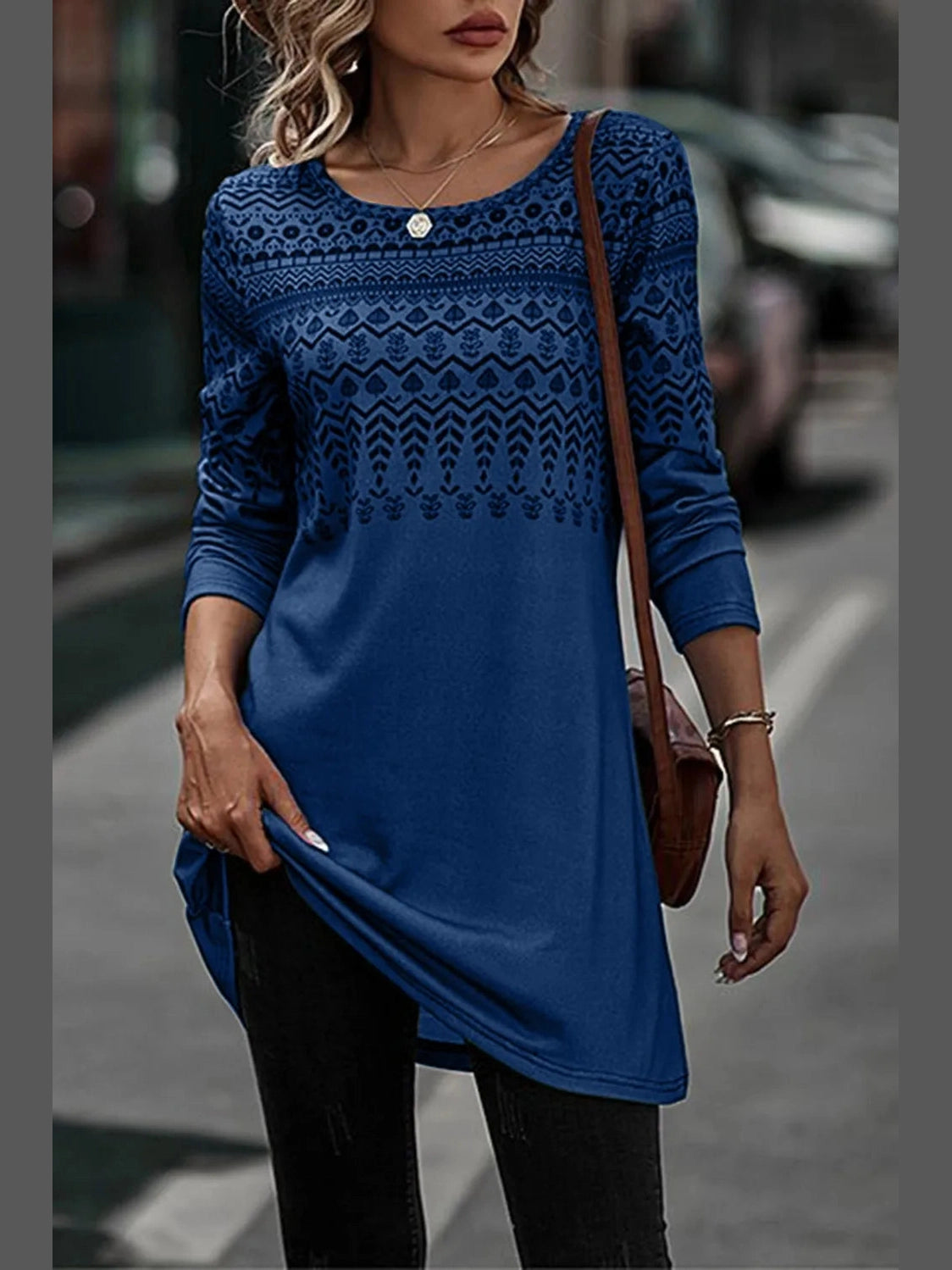 Printed Round Neck Long Sleeve T-Shirt NicholesGifts