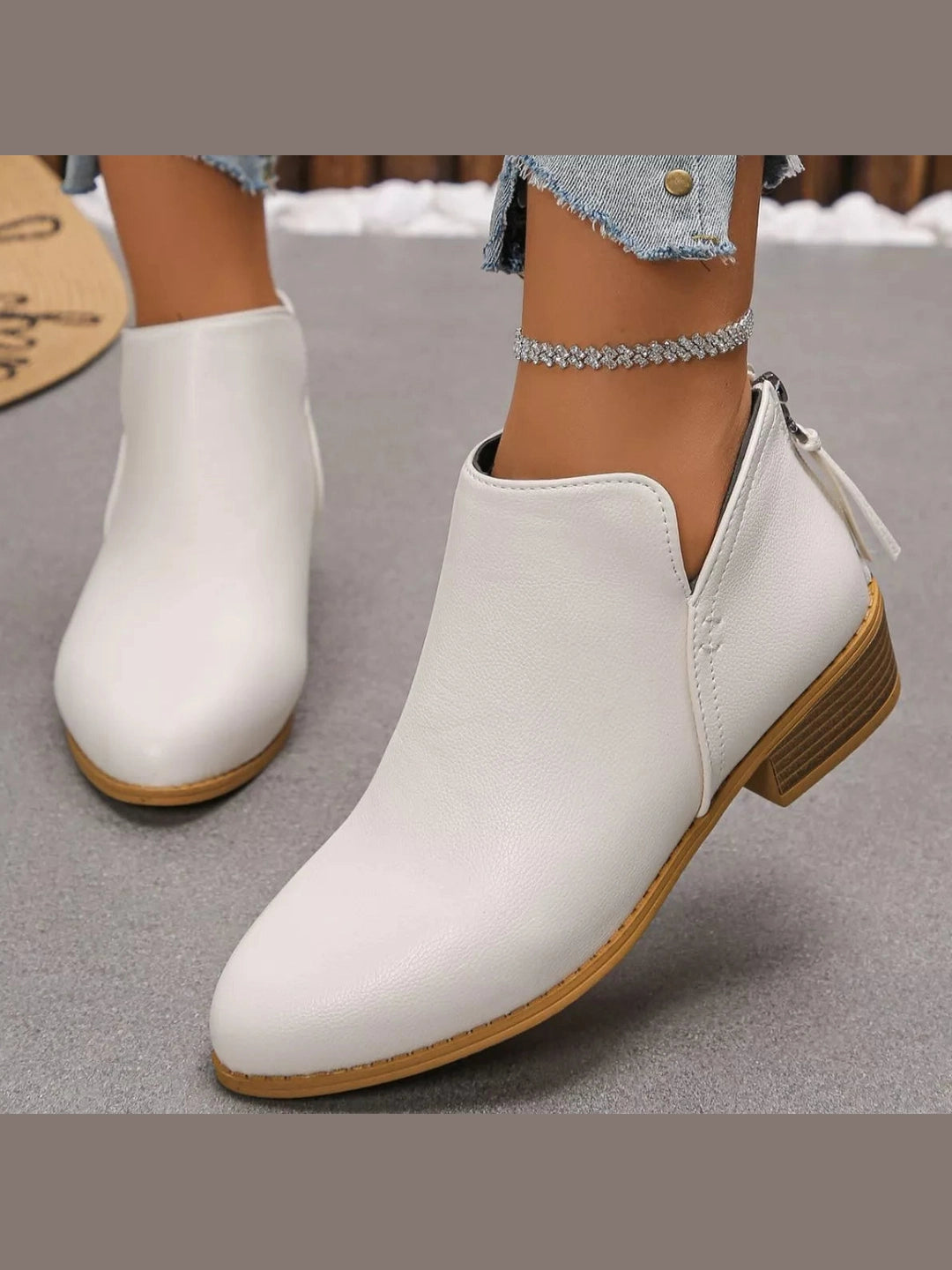 Women Point Toe Block Heels Boots nicholesgifts