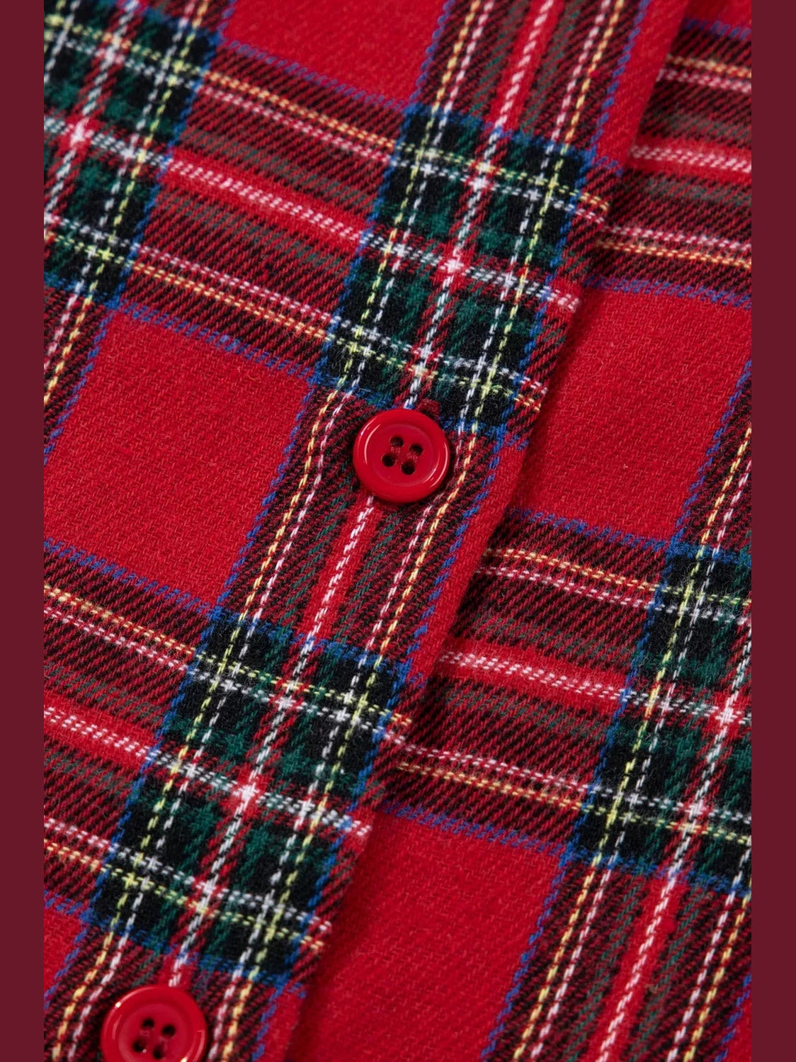 Plaid Contrast Patched Christmas Holiday Long Sleeve Shirt and Short 2pcs Pajama Set nicholesgifts