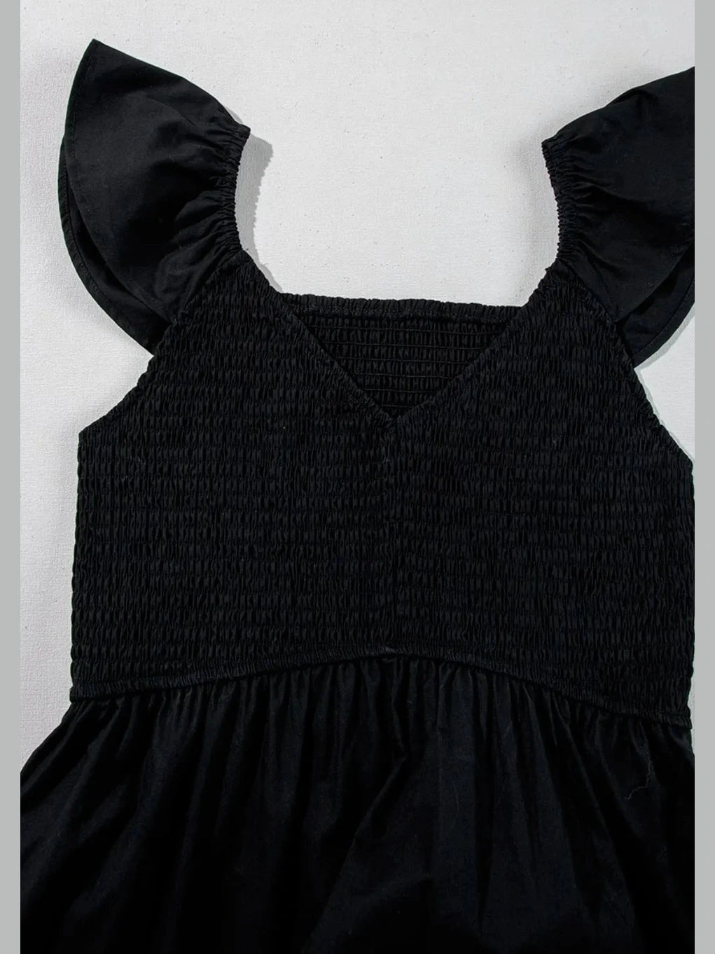 V Neck Ruffled Cap Sleeve Smocked Maxi Dress NicholesGifts