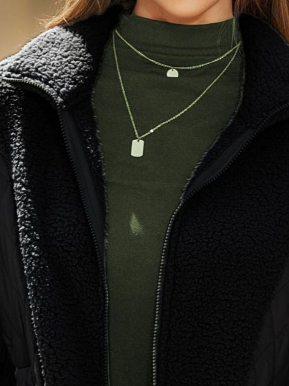 Zip-Up Collared Neck Jacket nicholesgifts