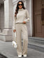 Ribbed Turtleneck Dropped Shoulder Top and Pants Sweater Set nicholesgifts
