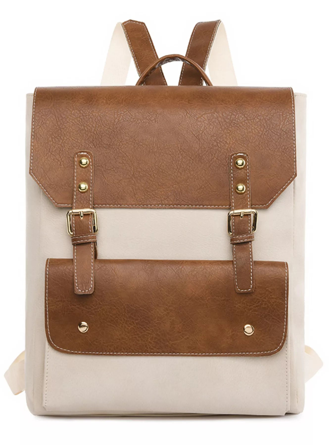 Two Tone Buckle Backpack Bag nicholesgifts
