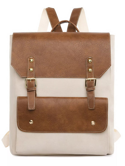 Two Tone Buckle Backpack Bag nicholesgifts