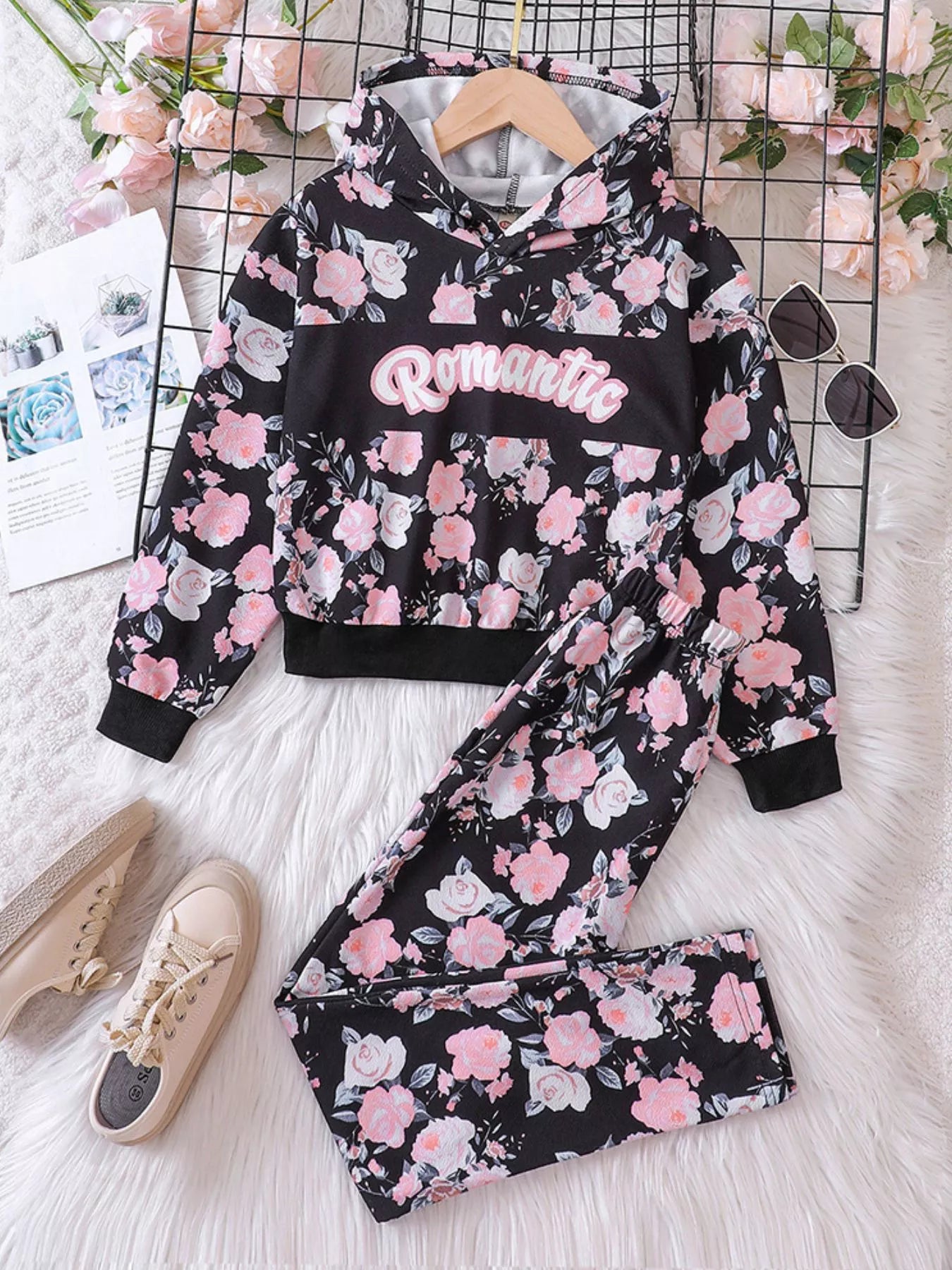 Children's Floral Print Hoodie & Pants Set NicholesGifts