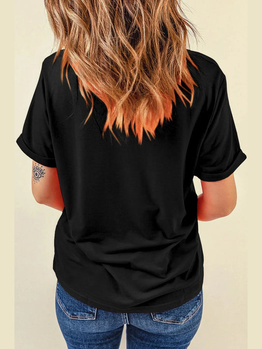 Graphic Round Neck Short Sleeve T-Shirt nicholesgifts