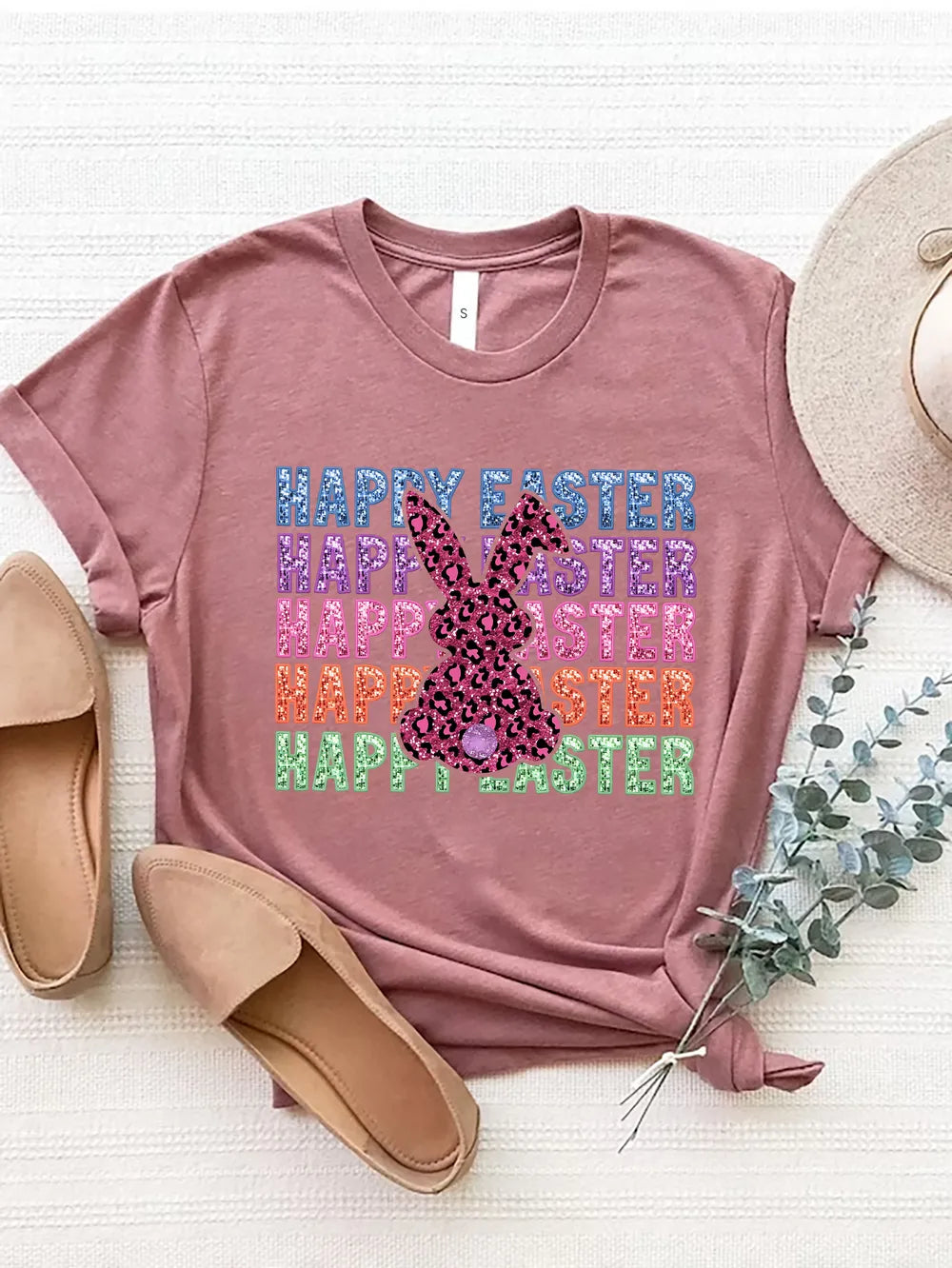 HAPPY EASTER Round Neck Short Sleeve T-Shirt nicholesgifts