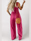 Smocked Square Neck Wide Leg Jumpsuit with Pockets nicholesgifts