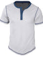Men's Full Size Contrast Stitch Henley Polo Shirt Plus Size nicholesgifts