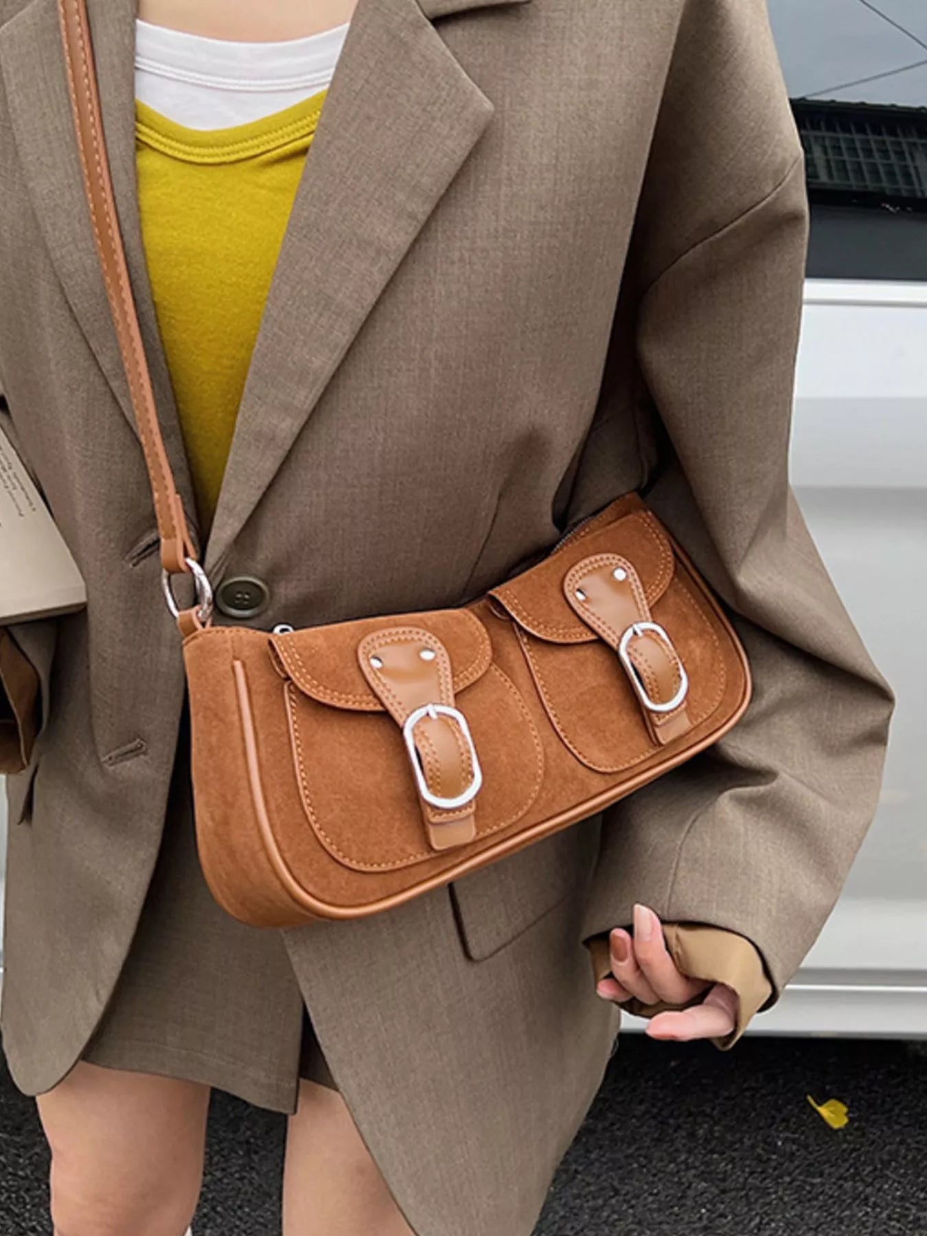 Buckle Decor Shoulder Bag nicholesgifts