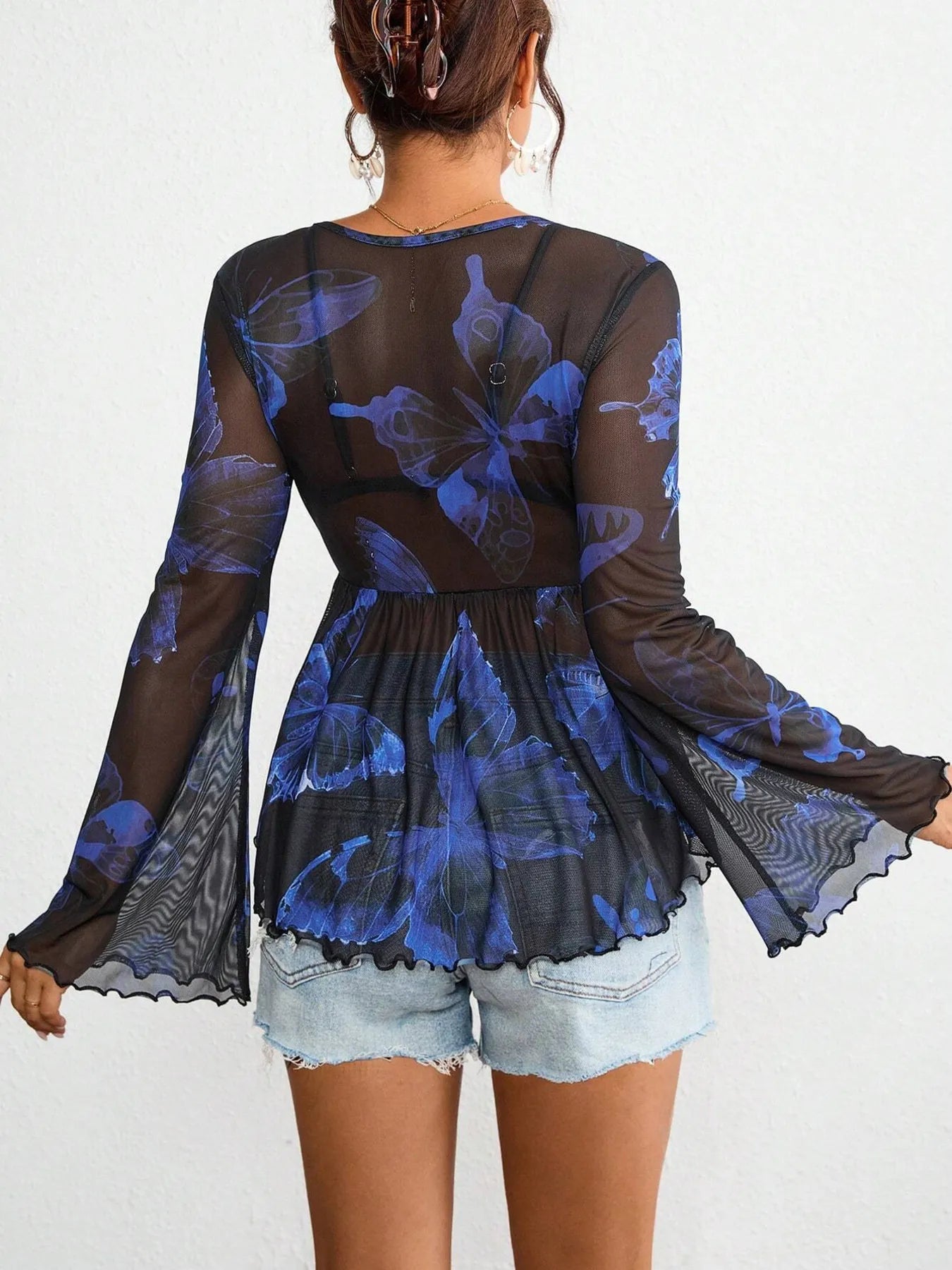 Tie-Front Flare Sleeve Blouse NicholesGifts