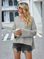 High-Low Slit Round Neck Long Sleeve Sweater nicholesgifts