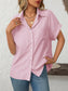 Mandy Pocketed Striped Collared Neck Short Sleeve Shirt nicholesgifts