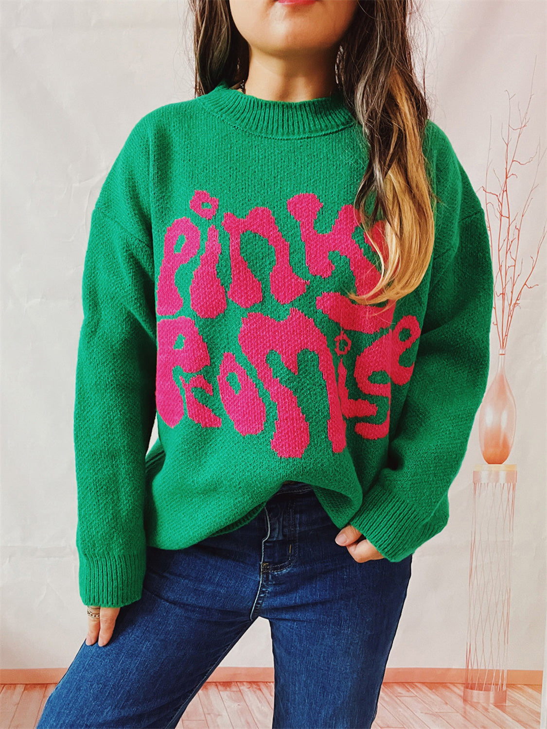 PINKY PROMISE Graphic Sweater Trendsi