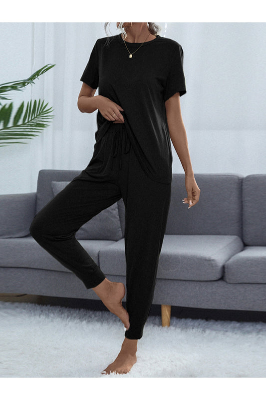 NicholesGifts Women Round Neck Short Sleeve Top and Pants Set NicholesGifts