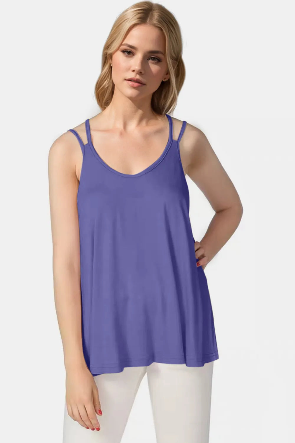 Basic Bae Bamboo Scoop Neck Double Spaghetti Straps Cami NicholesGifts