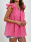 Women Ruched V-Neck Cap Sleeve Blouse nicholesgifts