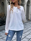 Ivy Lane Quarter Button Round Neck Long Sleeve Blouse nicholesgifts