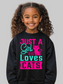 Girls Just A Girl Who Loves Cats Long Sleeve Crewneck Black Sweatshirt