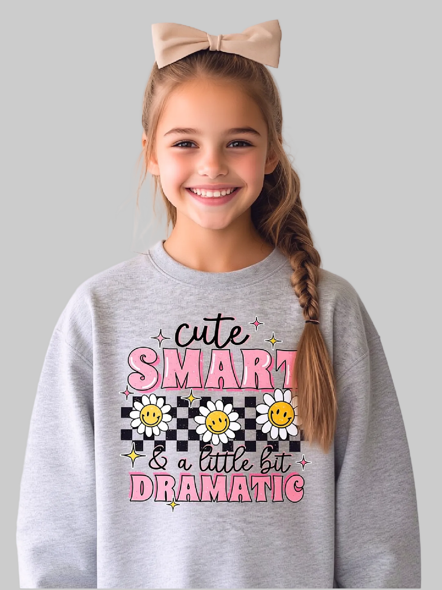 Girls Cute Smart Dramatic Long Sleeve Crewneck Sweatshirt