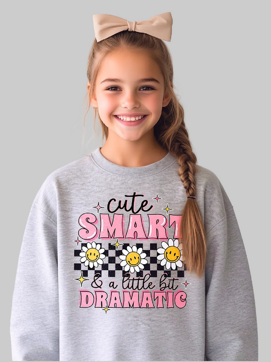 Girls Cute Smart Dramatic Long Sleeve Crewneck Sweatshirt