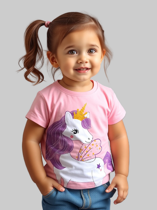 Toddler Girls Cute Unicorn Graphic Short Sleeve T-Shirt