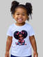 African American Toddler Girls Pink Bows Organic Short Sleeve T-Shirt