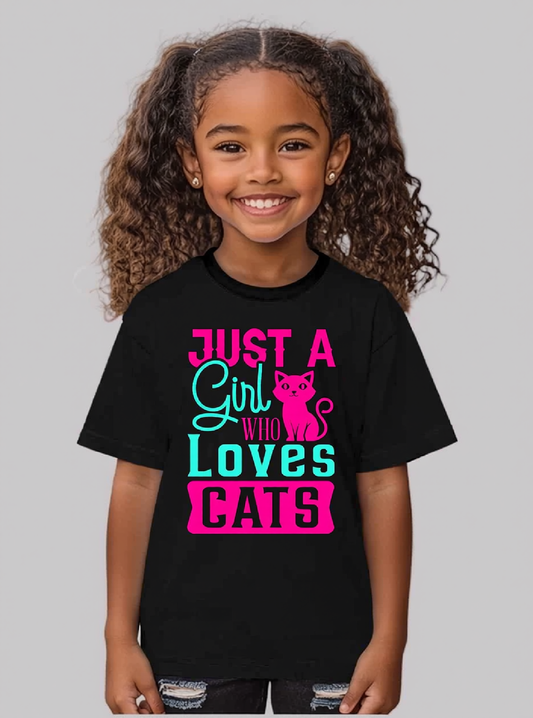 Girls Just A Girl Who Love Cats Short Sleeve Summer T-Shirt