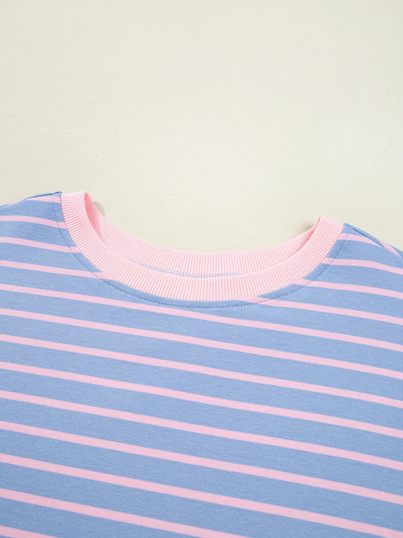 Stripe Oversize Contrast Trim Drop Shoulder Sweatshirt