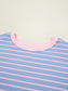 Women Stripe Oversize Contrast Trim Drop Shoulder Sweatshirt nicholesgifts