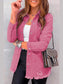 Distressed Raw Hem Snap Down Denim Jacket nicholesgifts