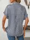 Mandy Pocketed Striped Collared Neck Short Sleeve Shirt nicholesgifts