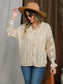 Eyelet Button Up Lantern Sleeve Cardigan nicholesgifts