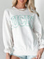 LUCKY Graphic Round Neck Long Sleeve Sweatshirt nicholesgifts